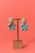 Blue flower handcrafted earrings