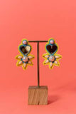 Floral mirror and beads handcrafted earrings