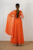 Orange draped handwork saree