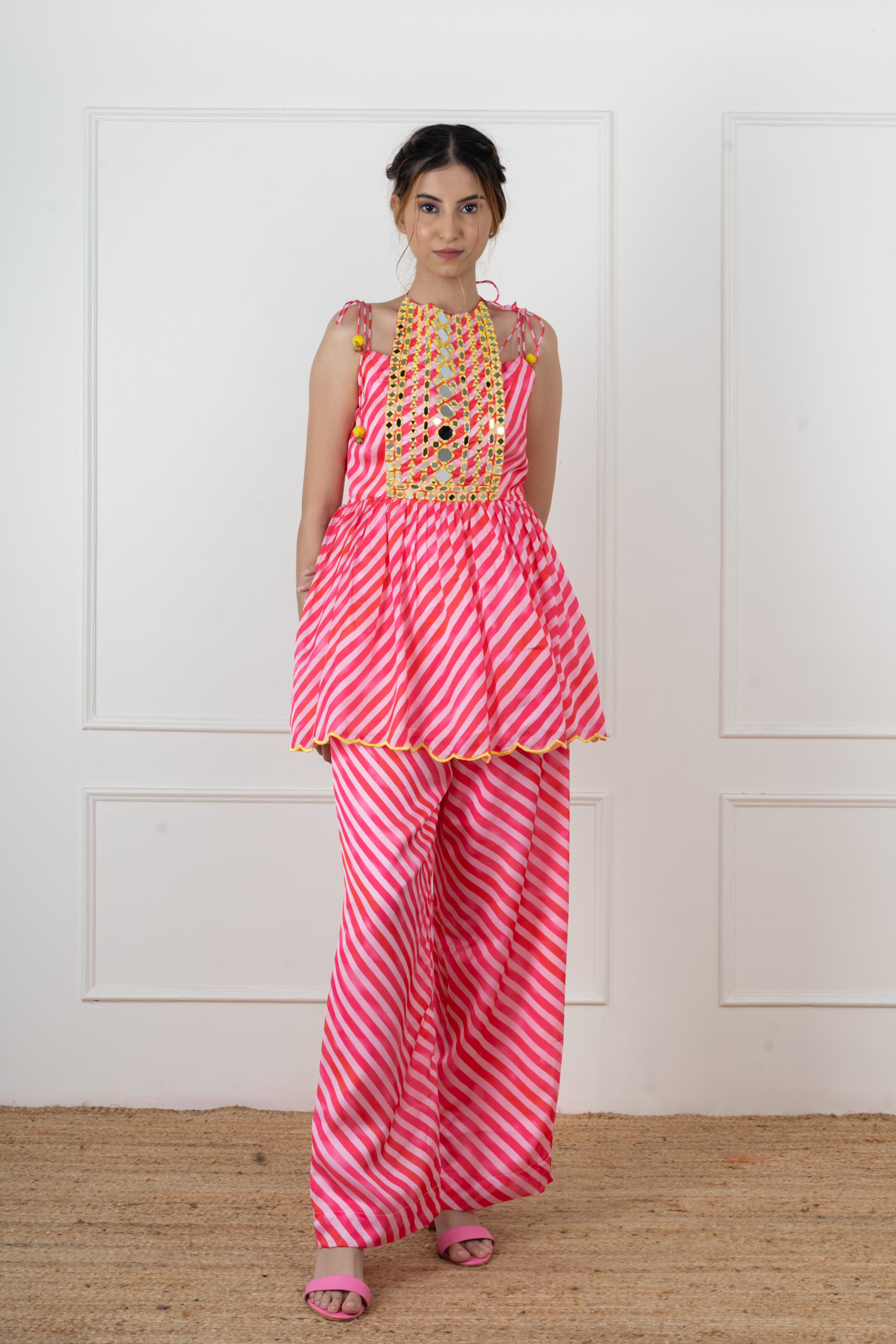 Pink Lehariya Kurta Set – Festive Ethnic Wear