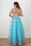 Pink and Blue sequins lehenga