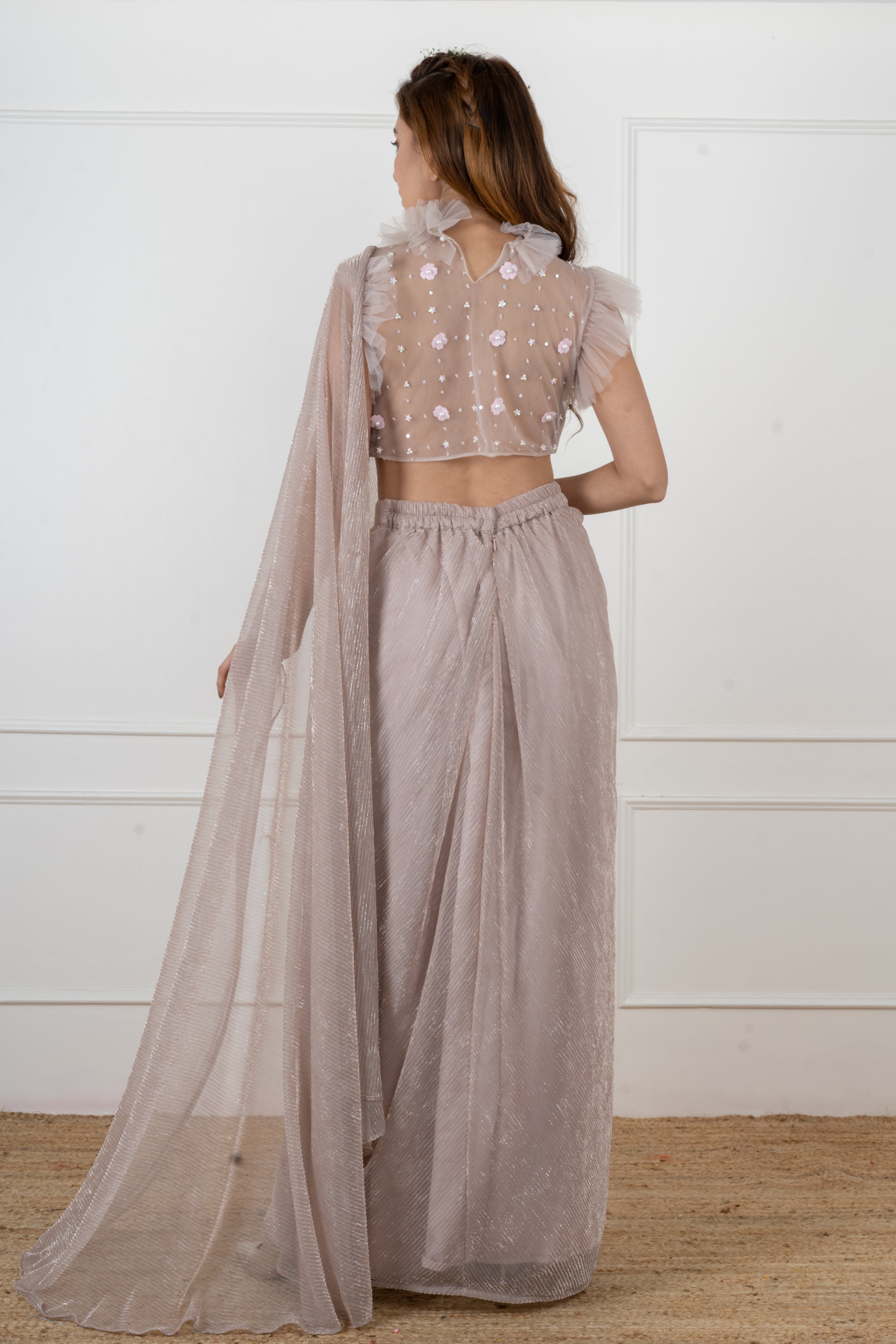 Dusty pink Draped saree