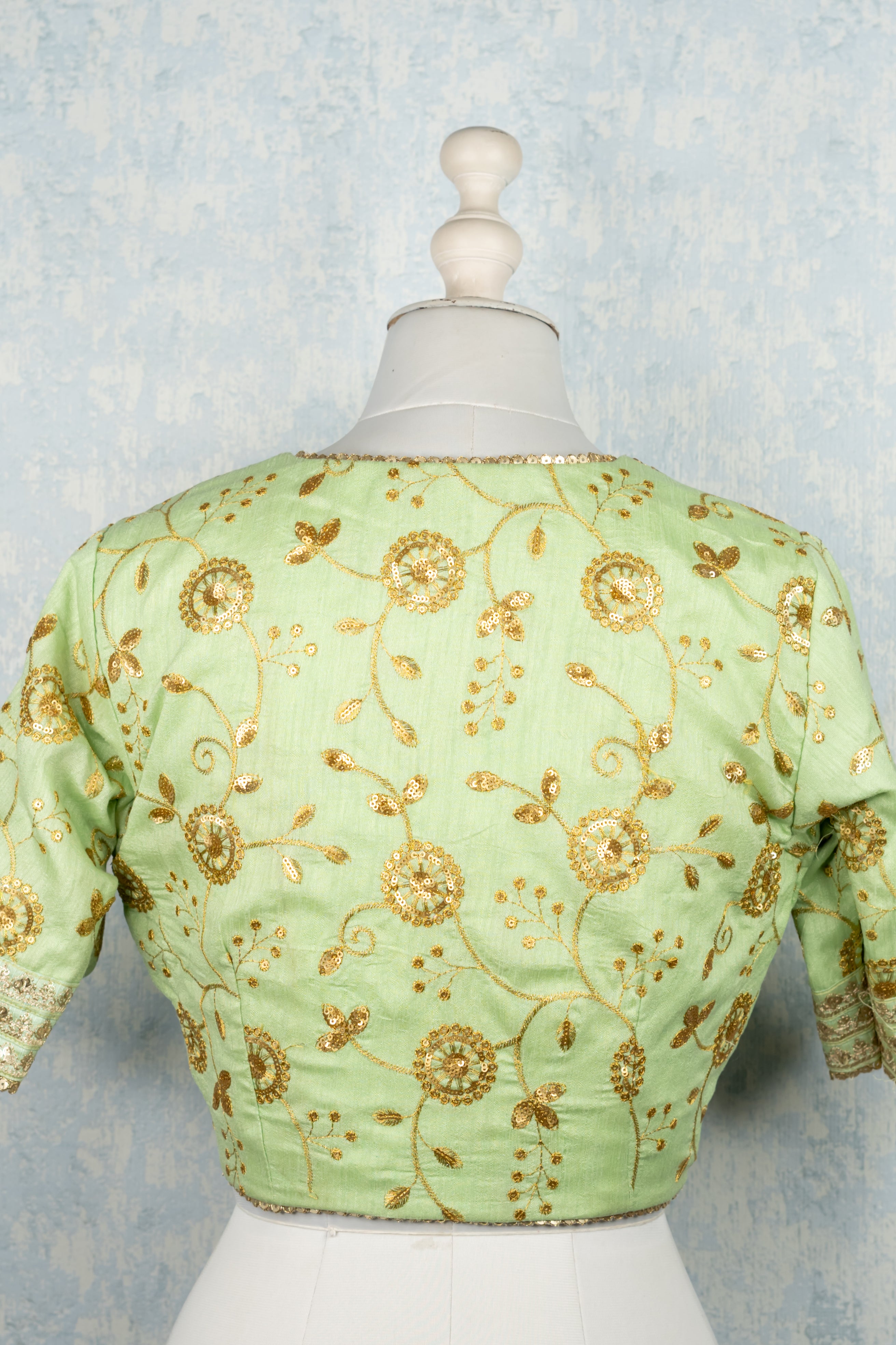 Mint green hand embroidered Blouse