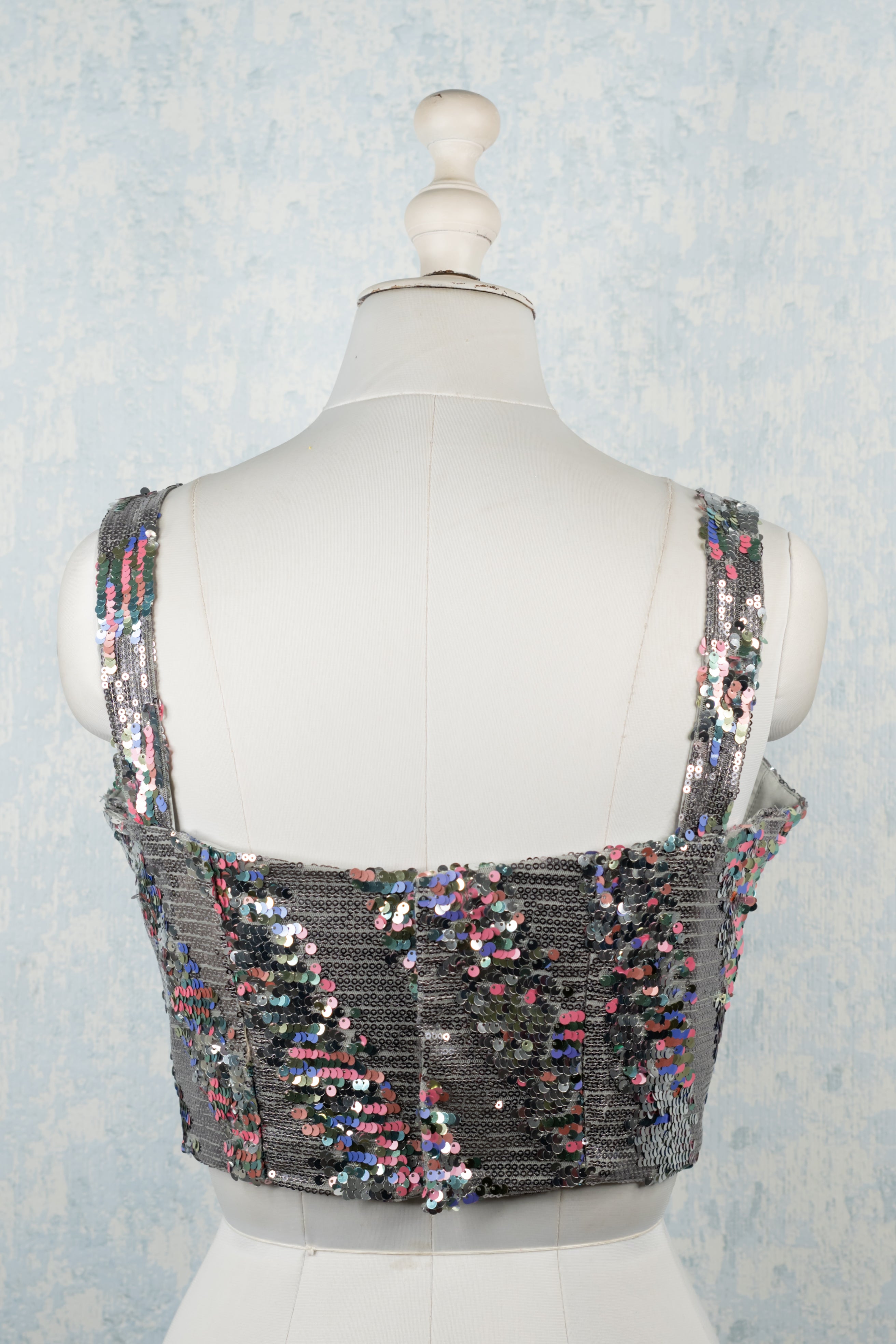 Multicolored grey base sequins blouse