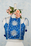 Blue embroidered bandhani blouse