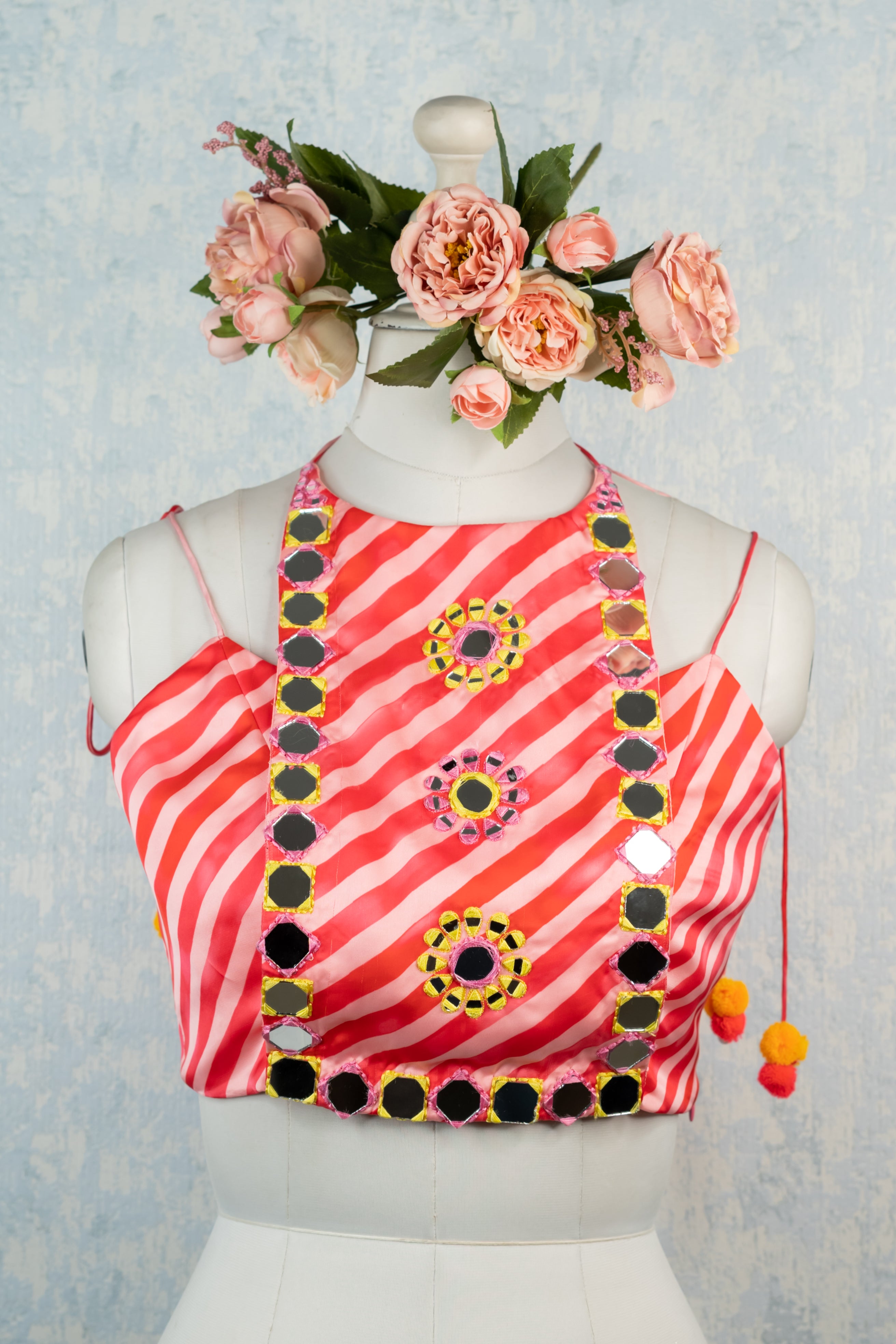 Pink leheriya blouse