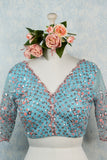 Blue and pink Sequins blouse