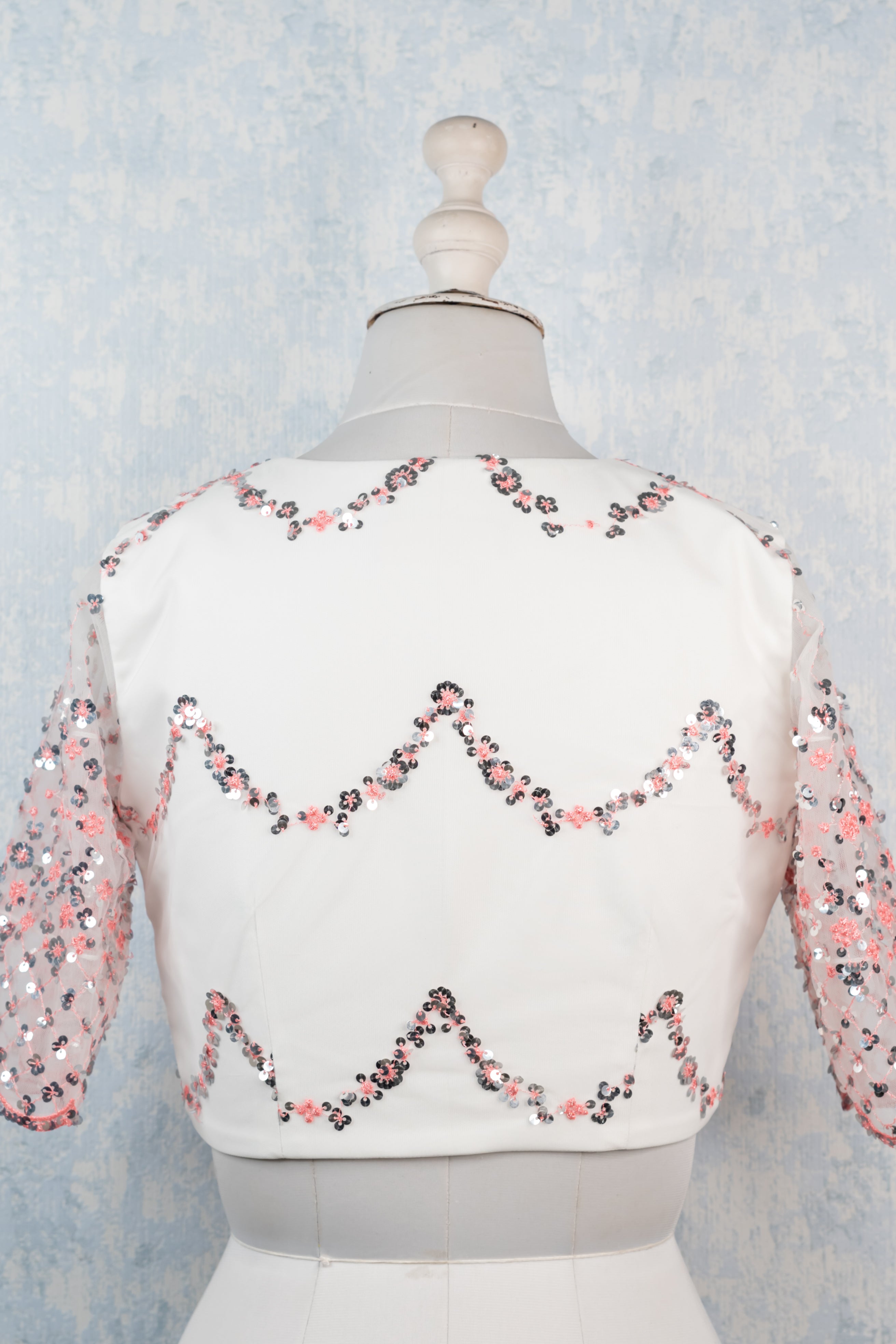 White and pink Sequins blouse