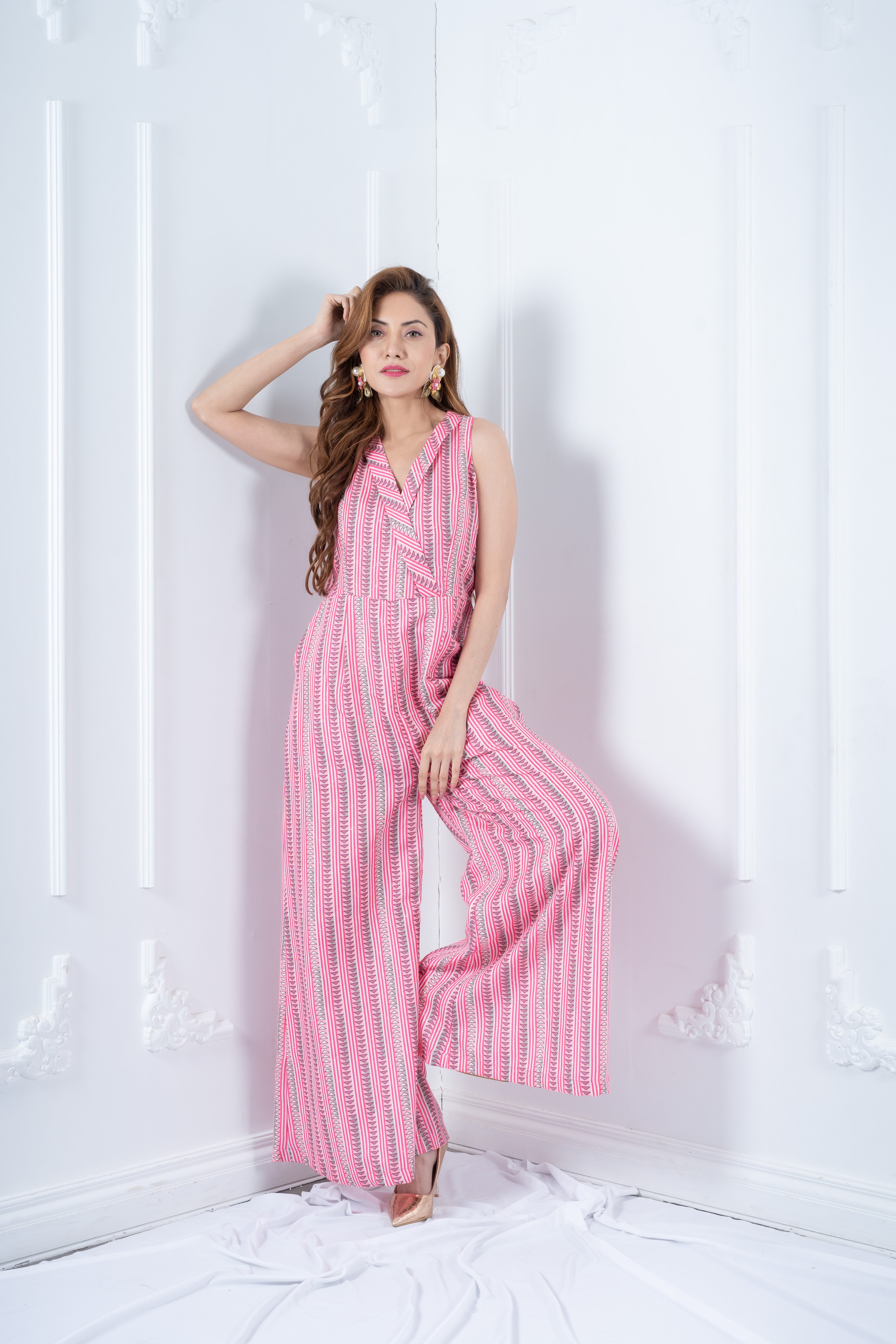 Pink Geometric Printed Jumpsuit