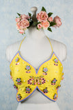 Yellow butterfly shape hand embroidered blouse