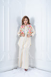 Off white kurta set with elephant printed jacket