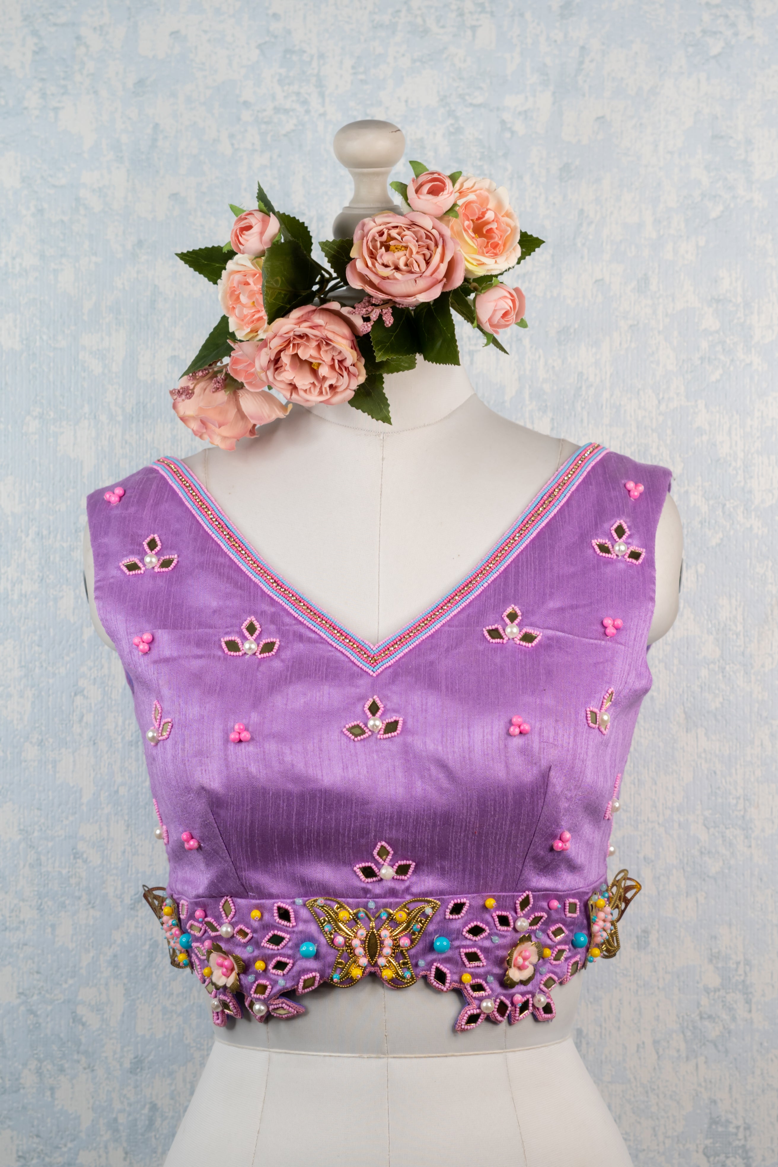 Lilac hand embroidered blouse