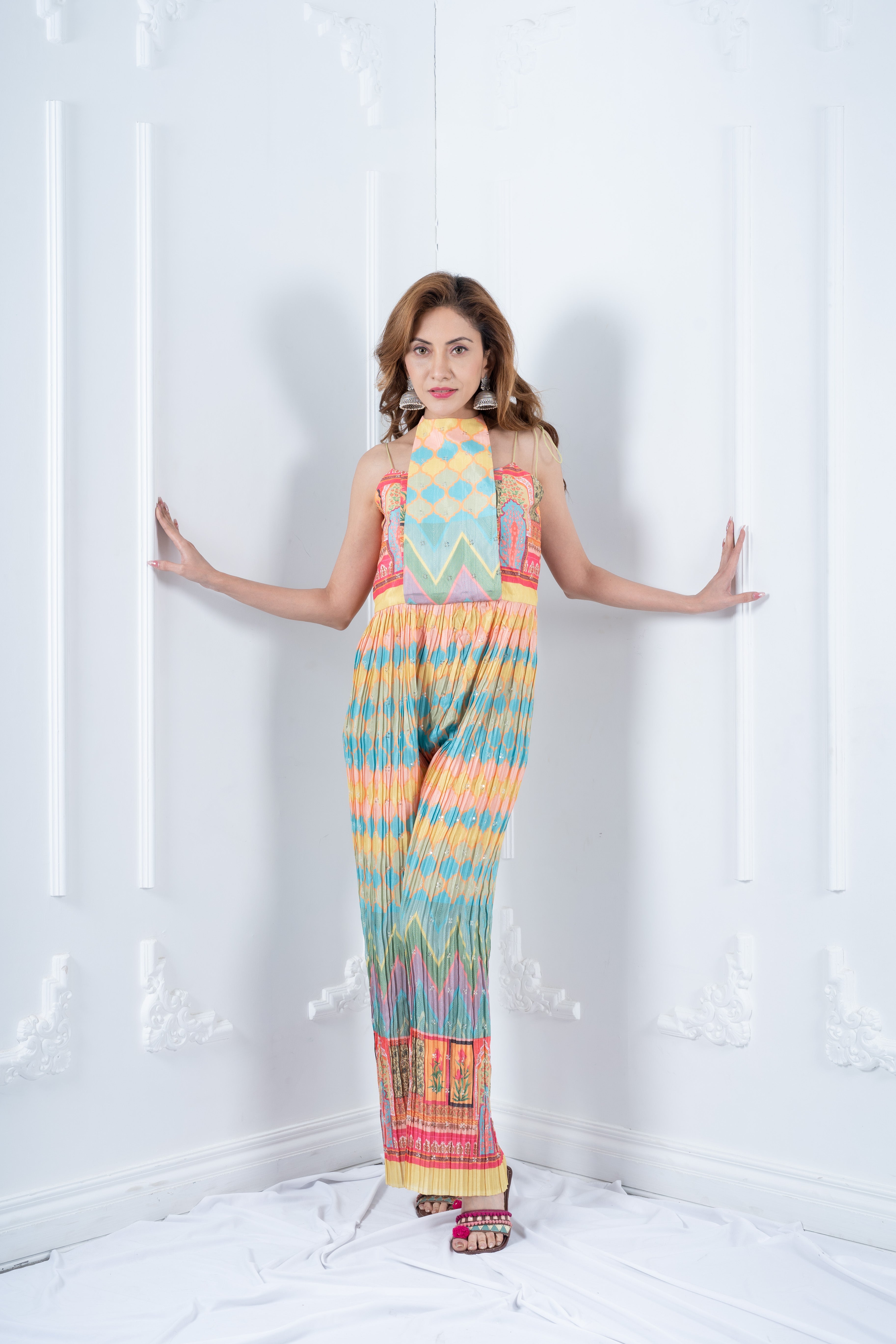 Multicoloured Bandhani Printed Jumpsuit