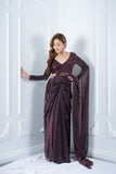 Maroon Sequins Blouse with maroon pleated drape saree