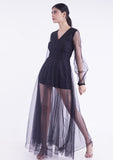 Black netted long dress