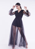 Black netted long dress