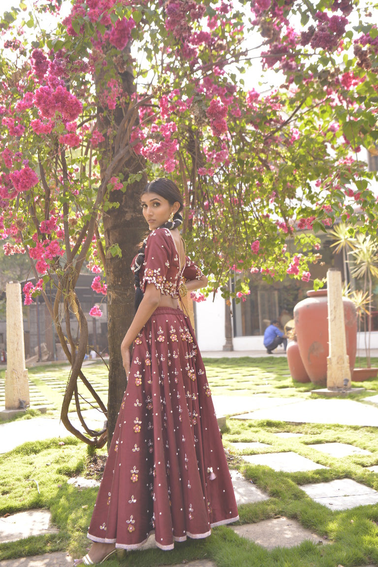 Maroon handwork lehenga set