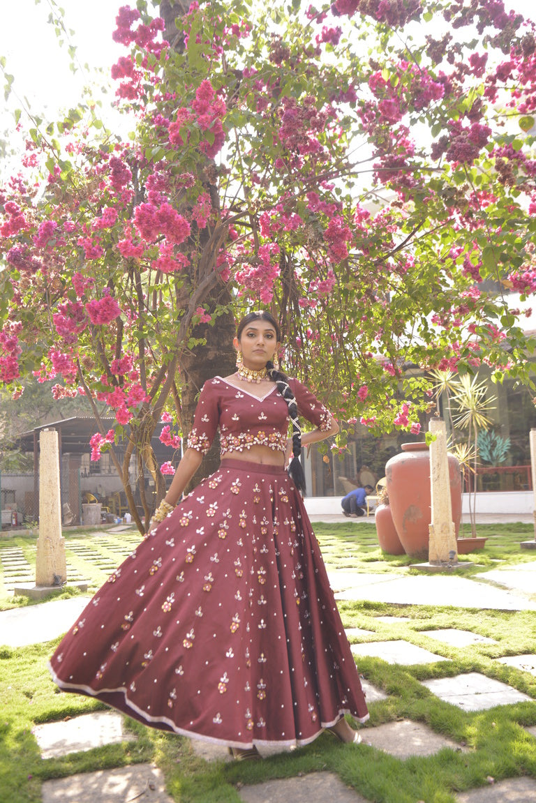 Maroon handwork lehenga set