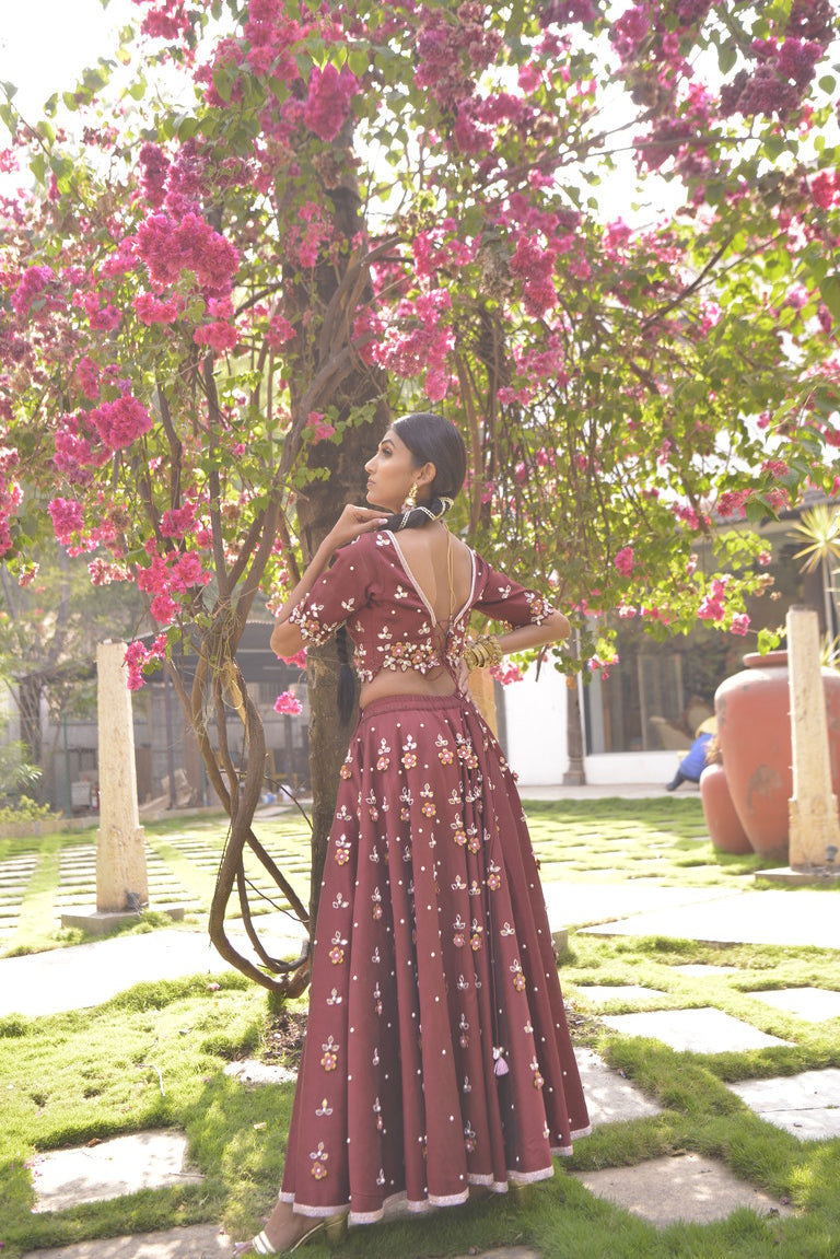 Maroon handwork lehenga set