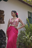Rani Pink Dhoti Set with printed blouse